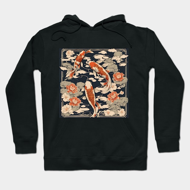 japanese style art golden koi fish Hoodie by cloudviewv2